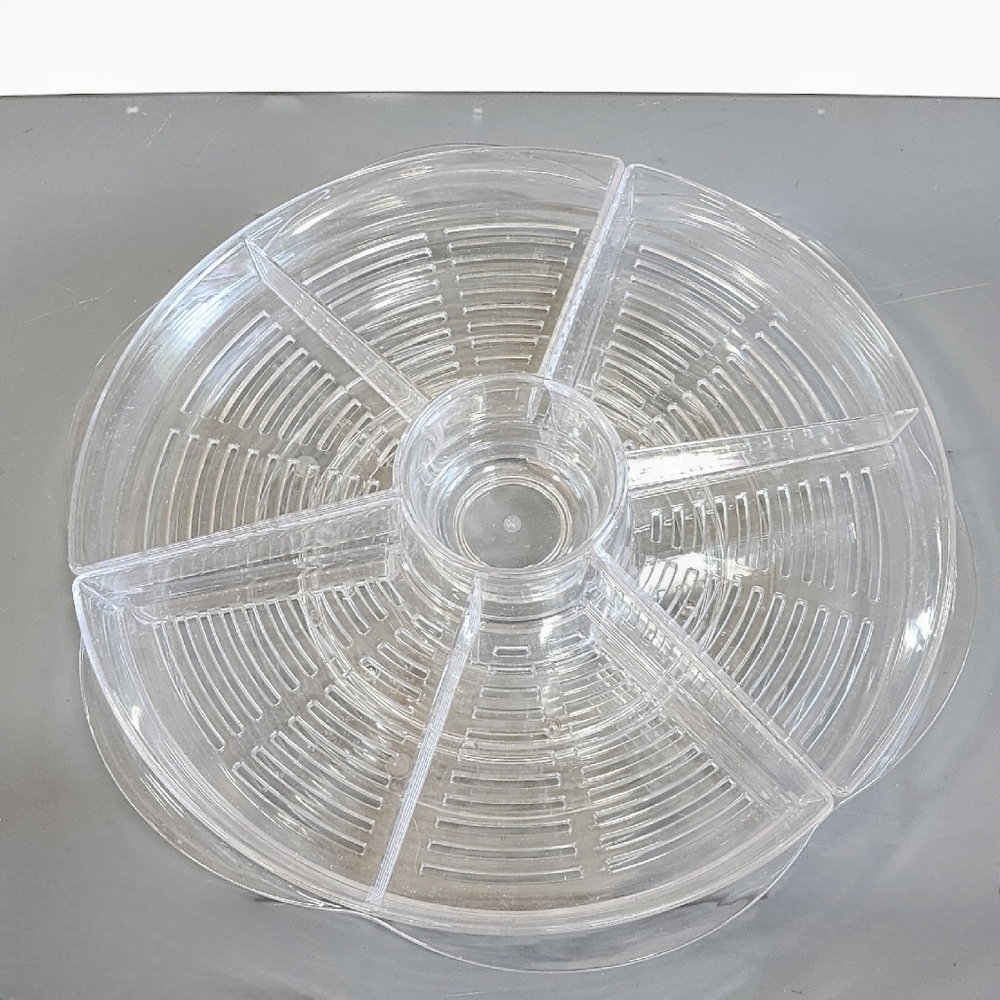 Lazy Susan rotating large party tray Ice cooling veggie condiments platter
